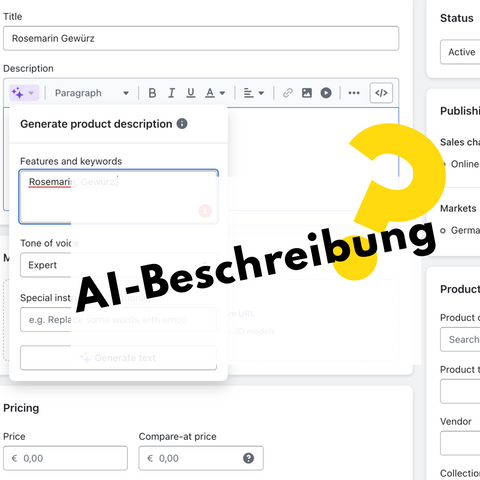 Shopify AI Produktbeschreibungen Feature Bild