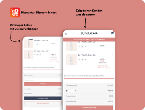 Shopify Discountz App bei Juno&Me