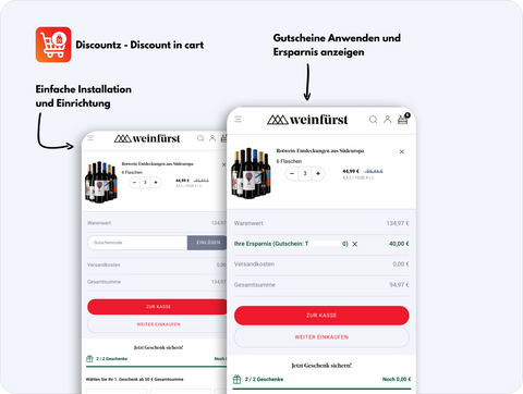 Shopify Discountz App im Weinfuerst Shop